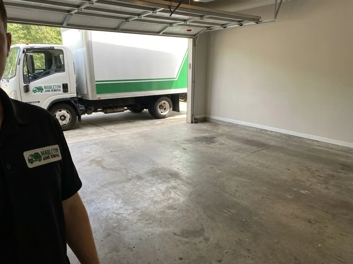 Cleared-out garage after a Mableton Junk Removal cleanout
