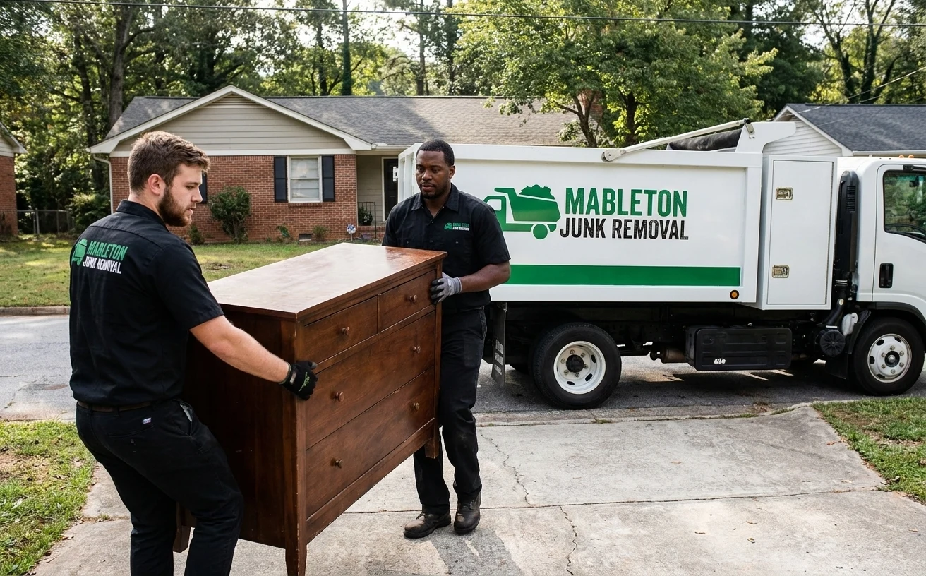 Completed junk removal job with a cleared space in Mableton, GA